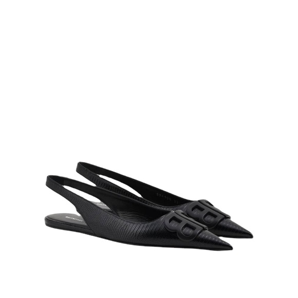 Balenciaga black knife Bb Sling backlizard print flats New With Tags Size 35